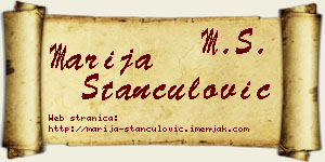 Marija Stančulović vizit kartica